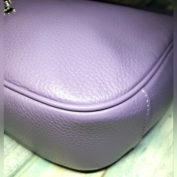 Coach Ellie Refined Pebble Leather File Bag/Crossbody Purple/Silver EUC - Picture 2 of 13